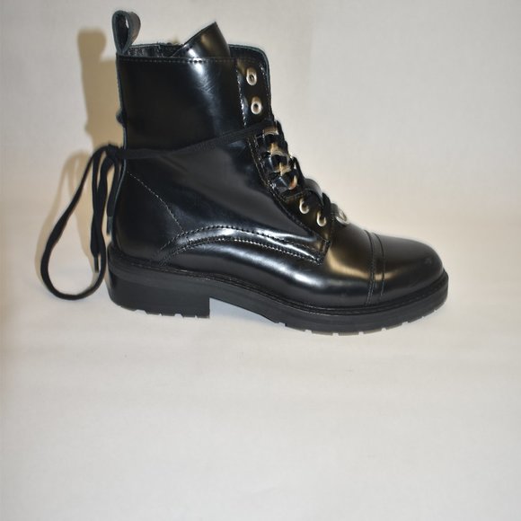 AllSaints Black Women's Leather Lira Hiker Black Boots Size 38 EU 8 US - Picture 3 of 9